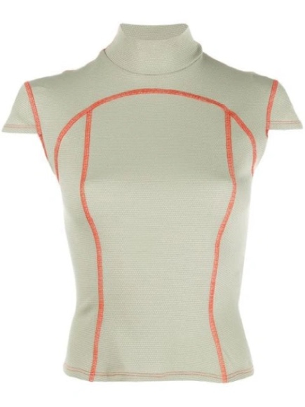 Eckhaus Latta Green Cap-Sleeve Sport Tee with Contrast Stitching - Picture 5 of 6
